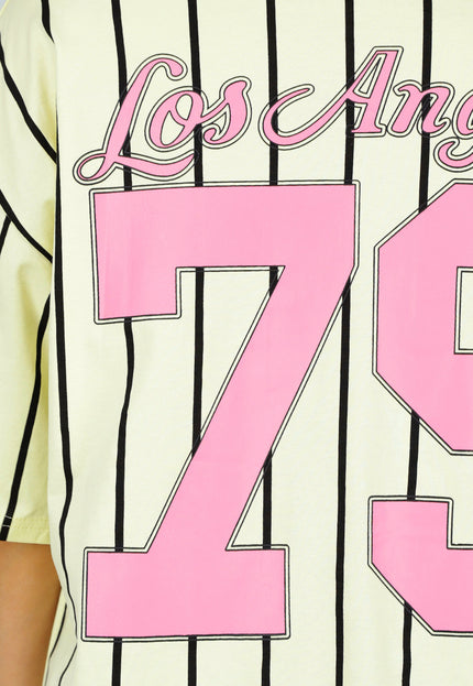 OP=OP.30.NL Geel Gestreept Oversized Jersey Shirt