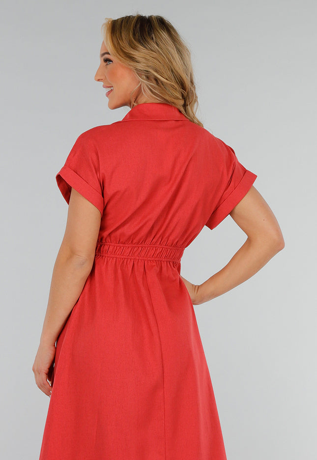 OP=OP.30.NL Koraalrode Linnenlook Knoopjurk