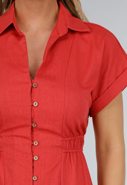 OP=OP.30.NL Koraalrode Linnenlook Knoopjurk