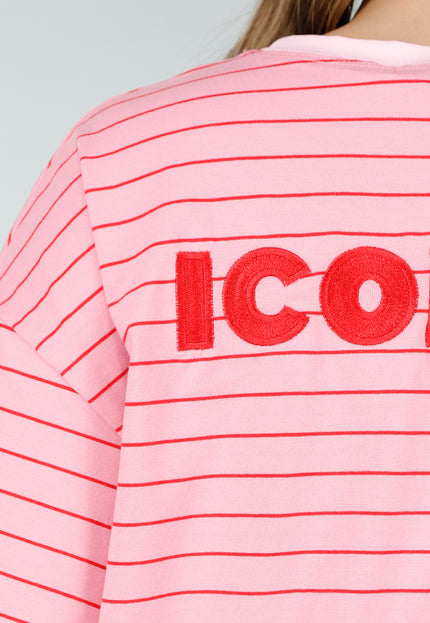 OP=OP.30.NL Roze Gestreept Katoenen T-Shirt