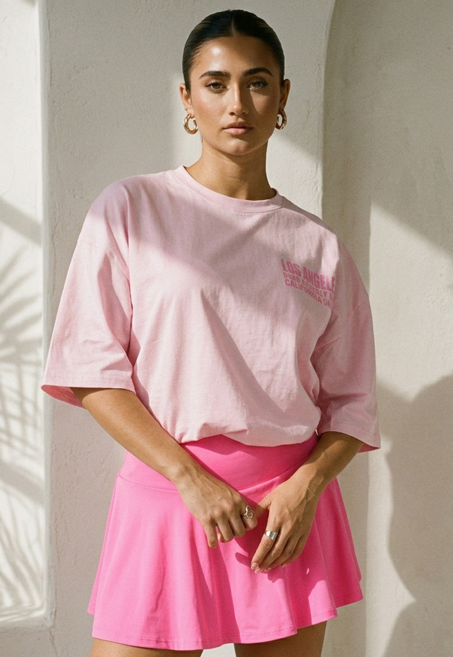 OP=OP.30.NL Roze Oversized T-shirt met Tekstprint