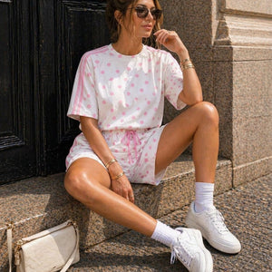 OP=OP.30.NL Wit Roze Polkadot Two Piece Set met Shorts