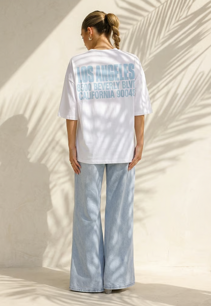 OP=OP.30.NL Wit T-shirt met Blauwe Backprint