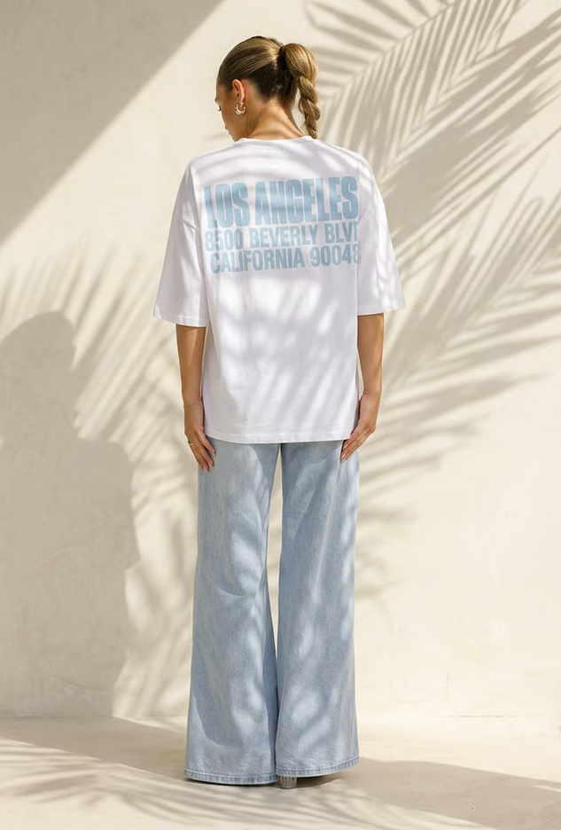 OP=OP.30.NL Wit T-shirt met Blauwe Backprint