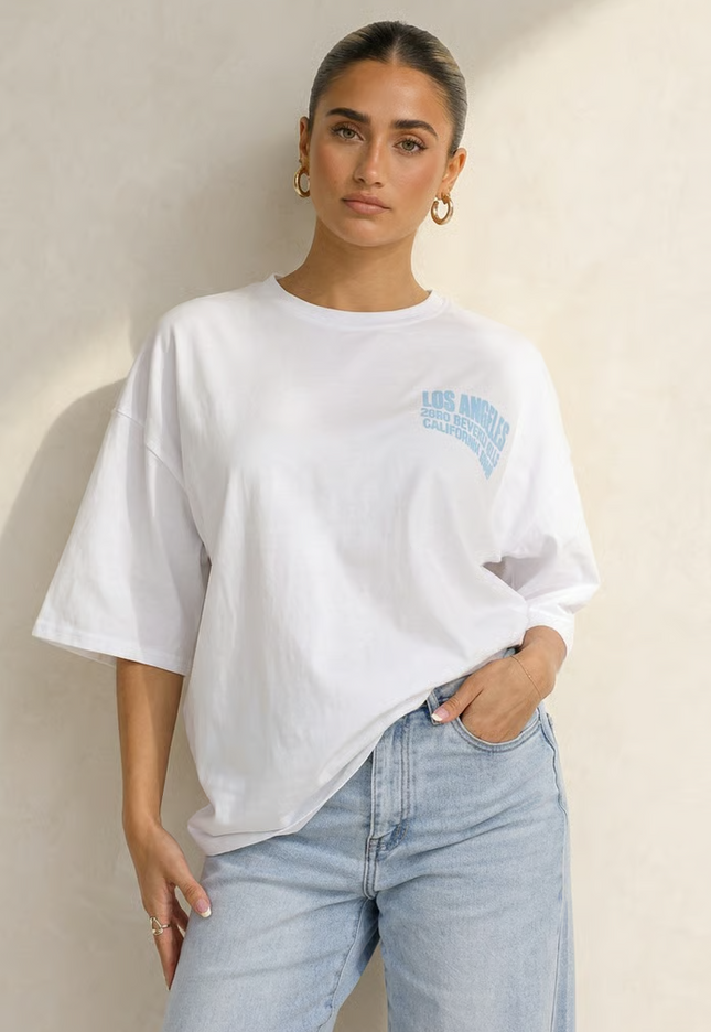 OP=OP.30.NL Wit T-shirt met Blauwe Backprint