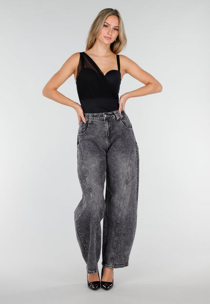 OP=OP.30.NL Zwarte Body met Mesh Detail