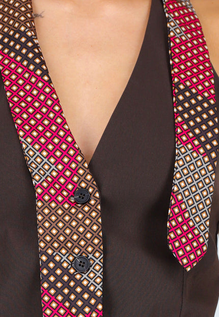OP=OP.30.S Bruin Gilet met Halter Stropdas