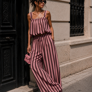 OP=OP.31.NL Bruin Roze Gestreepte Two Piece Set