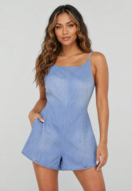 OP=OP.31.NL Denim Playsuit met Open Rug