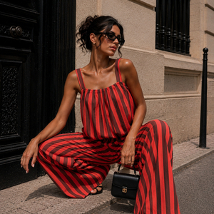 OP=OP.31.NL Rood Bruine Gestreepte Two Piece Set