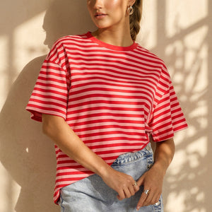 OP=OP.31.NL Rood Roze Gestreept T-shirt