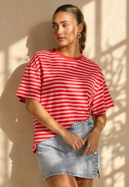 OP=OP.31.NL Rood Roze Gestreept T-shirt
