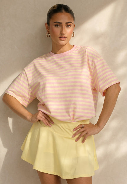 OP=OP.31.NL Roze Geel Gestreept Oversized T-shirt