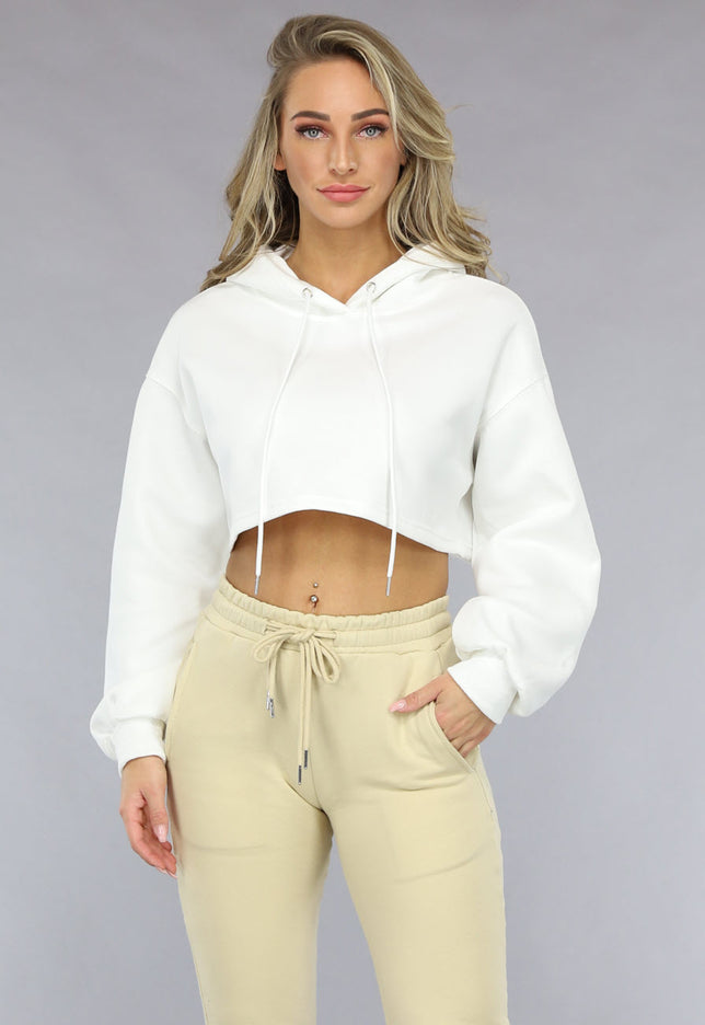OP=OP.31.NL Witte Cropped Hoodie met Pofmouwen