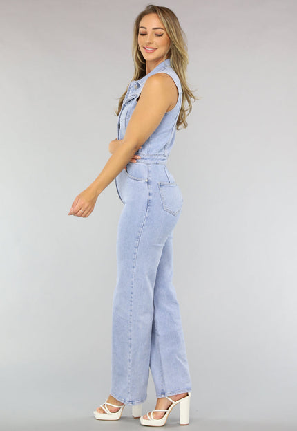 OP=OP.32.NL Blauwe Spijkerstof Jumpsuit zonder Mouwen