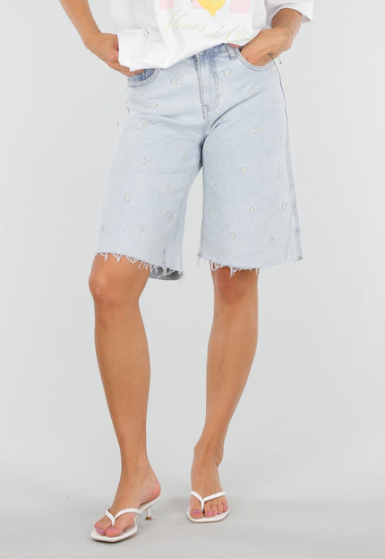 OP=OP.32.NL Denim Bermuda Short met Bloemen