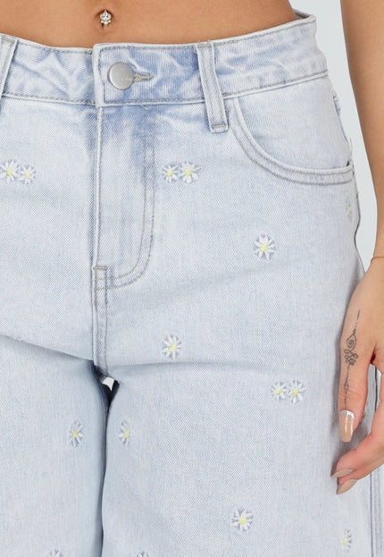 OP=OP.32.NL Denim Bermuda Short met Bloemen