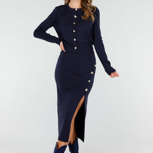 OP=OP.32.NL Donkerblauwe Knitted Set