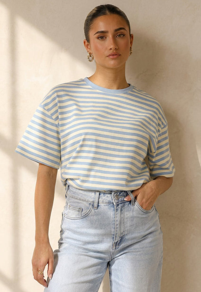 OP=OP.32.NL Geel Blauw Gestreept T-shirt