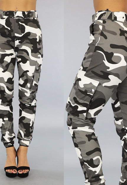 OP=OP.32.NL Grijs/Witte Camouflage Cargo Jeans
