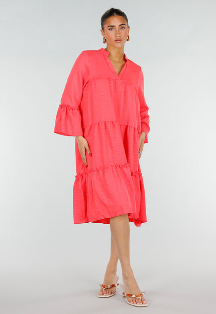 OP=OP.32.NL Roze Midi Jurk met V-hals