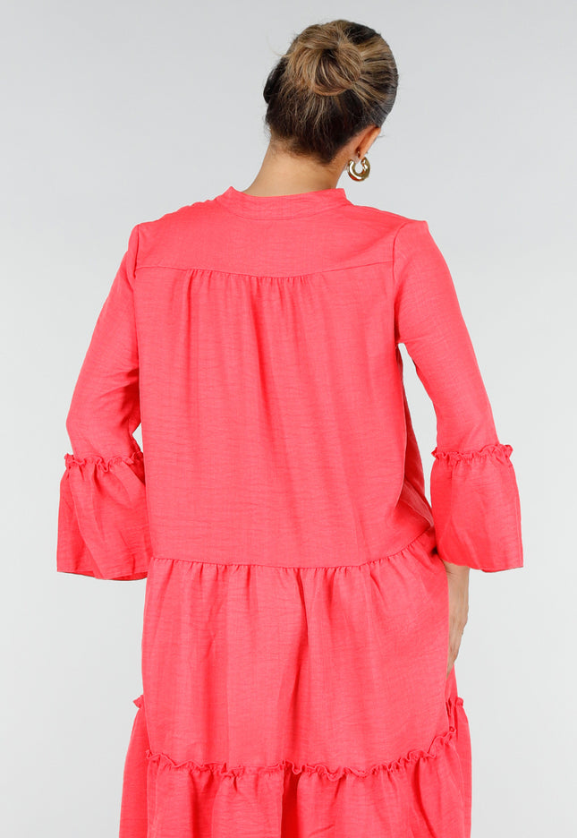 OP=OP.32.NL Roze Midi Jurk met V-hals