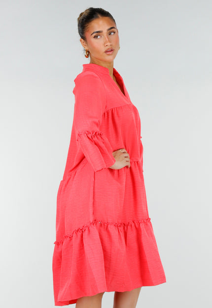 OP=OP.32.NL Roze Midi Jurk met V-hals
