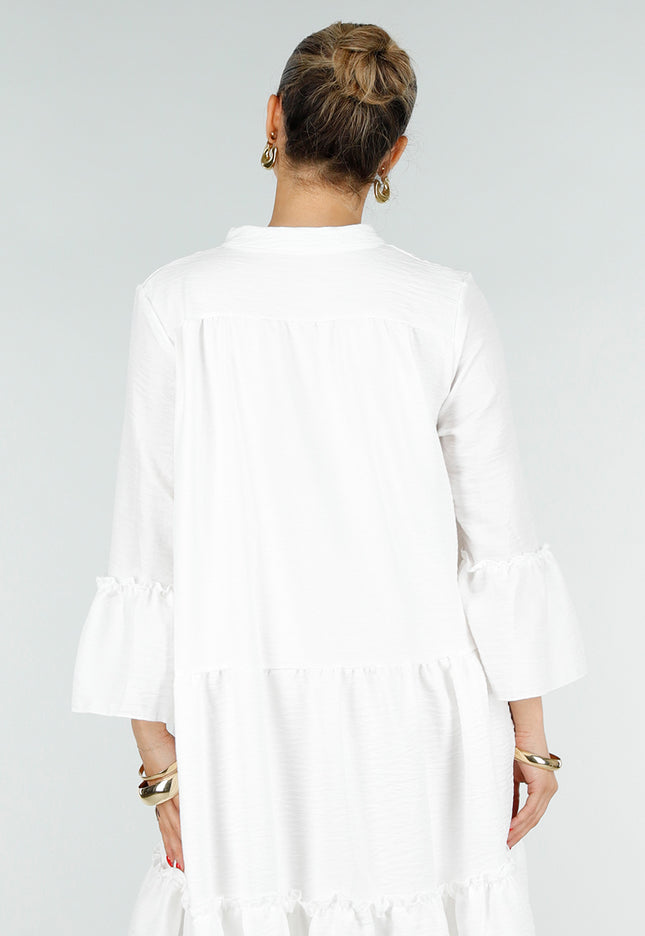 OP=OP.32.NL Witte Midi Jurk met V-hals