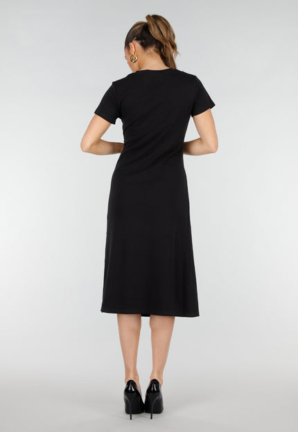 OP=OP.32.NL Zwarte Midi Jurk met Gouden Detail