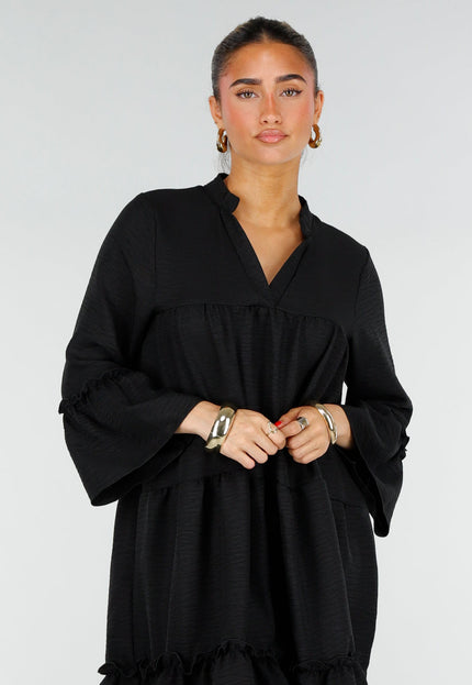OP=OP.32.NL Zwarte Midi Jurk met Ruffles