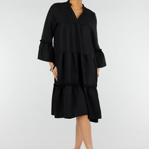 OP=OP.32.NL Zwarte Midi Jurk met Ruffles