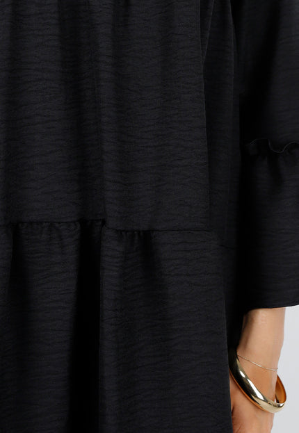 OP=OP.32.NL Zwarte Midi Jurk met Ruffles