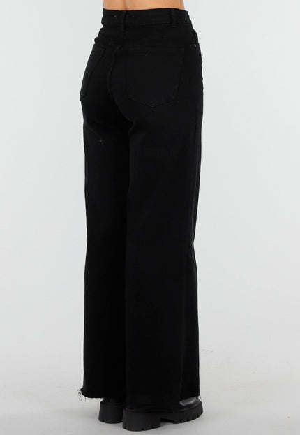 OP=OP.32.NL Zwarte Stretch Jeans met Wijde Pijpen