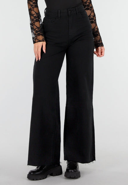 OP=OP.32.NL Zwarte Stretch Jeans met Wijde Pijpen