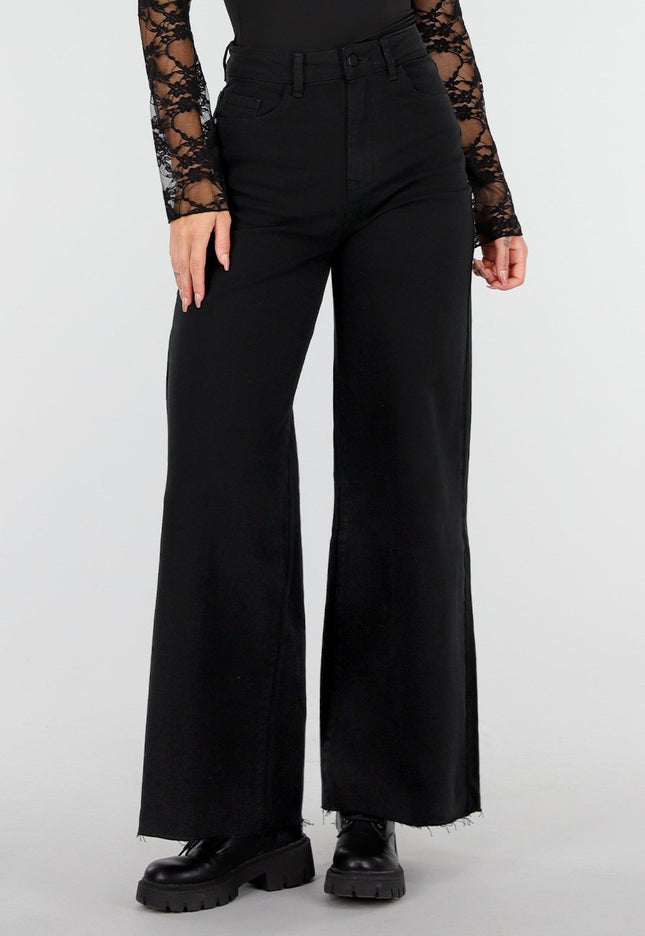 OP=OP.32.NL Zwarte Stretch Jeans met Wijde Pijpen