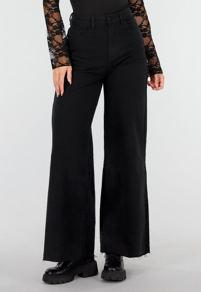 OP=OP.32.NL Zwarte Stretch Jeans met Wijde Pijpen