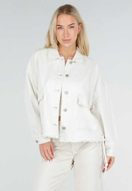 OP=OP.32.S Crème Denim Jas met Klepzakken