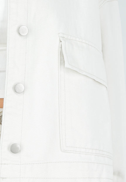 OP=OP.32.S Crème Denim Jas met Klepzakken