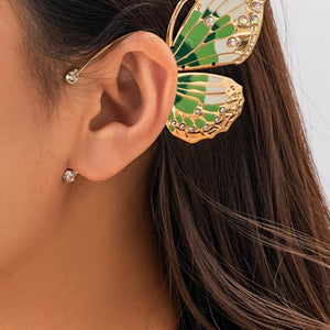 OP=OP.32.S Earcuff met Groen Vlinder Ontwerp