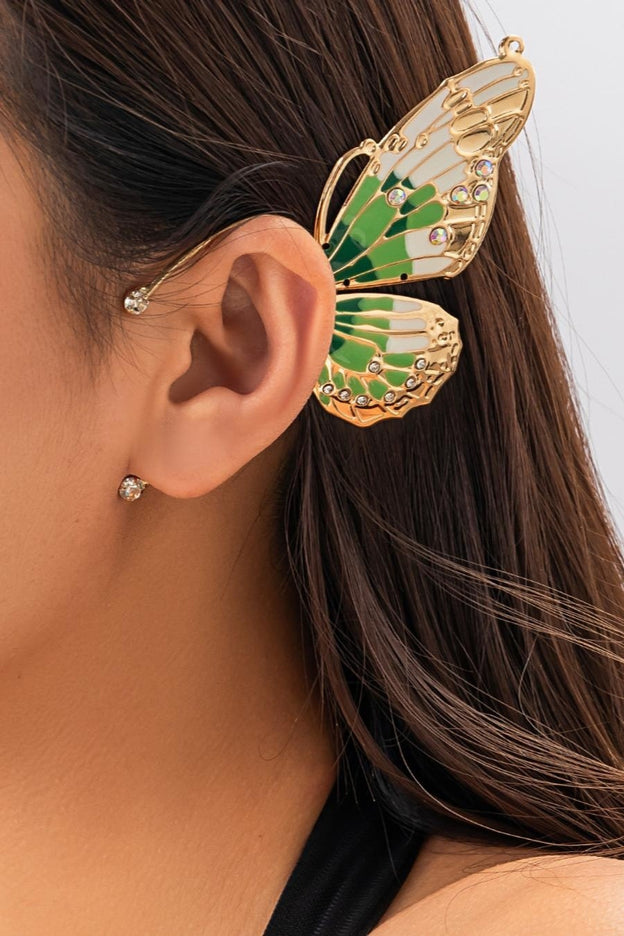 OP=OP.32.S Earcuff met Groen Vlinder Ontwerp