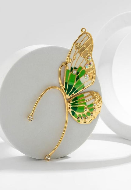 OP=OP.32.S Earcuff met Groen Vlinder Ontwerp