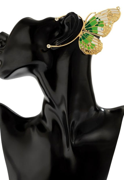 OP=OP.32.S Earcuff met Groen Vlinder Ontwerp