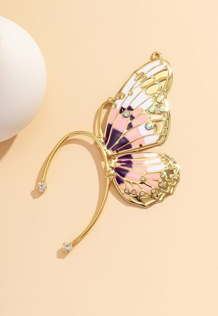 OP=OP.32.S Earcuff met Roze Vlinder Ontwerp