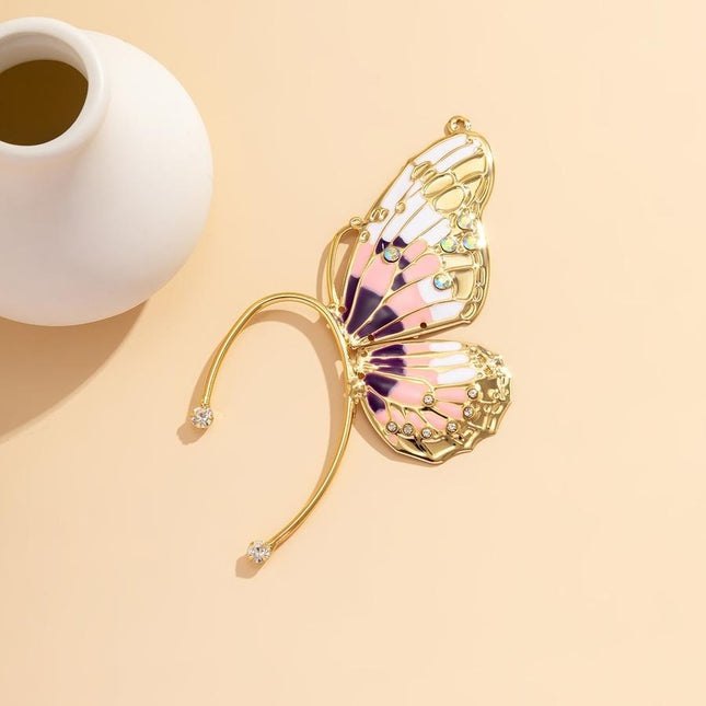 OP=OP.32.S Earcuff met Roze Vlinder Ontwerp