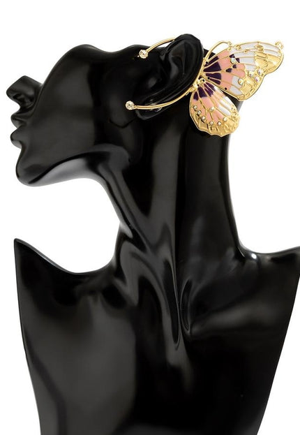 OP=OP.32.S Earcuff met Roze Vlinder Ontwerp