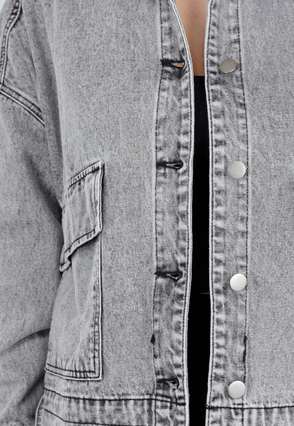 OP=OP.32.S Grijze Denim Jas met Klepzakken