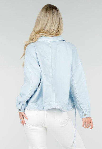 OP=OP.32.S Lichtblauwe Denim Jas met Klepzakken