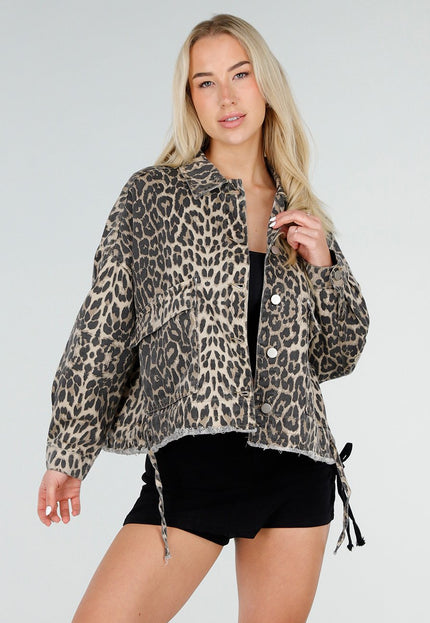 OP=OP.32.S Luipaarprint Oversized Spijkerjasje