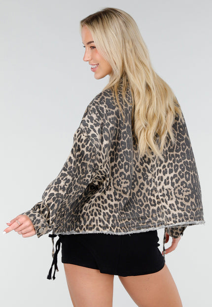 OP=OP.32.S Luipaarprint Oversized Spijkerjasje