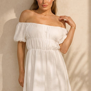 OP=OP.32.S Off-Shoulder Witte Jurk